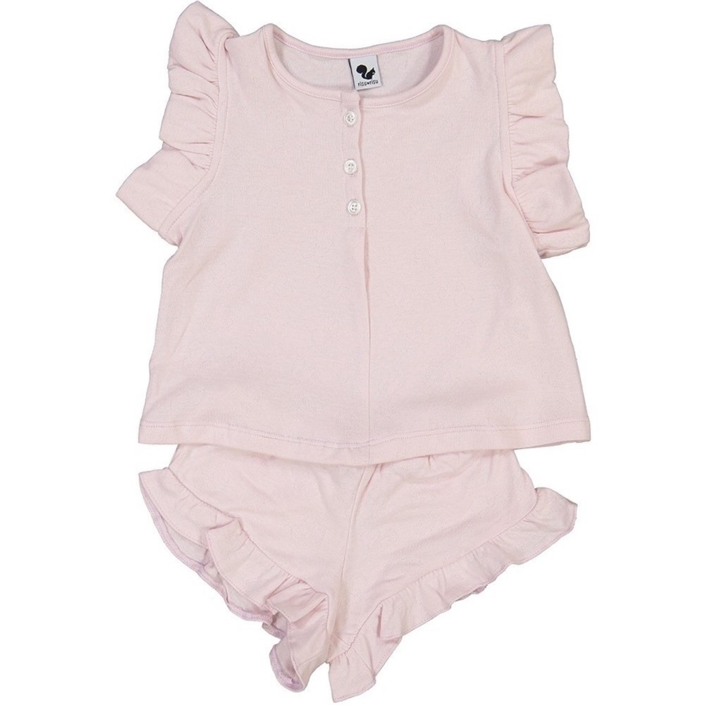 Risu Risu - Soft Pink Ruffled Kids Pajama Set